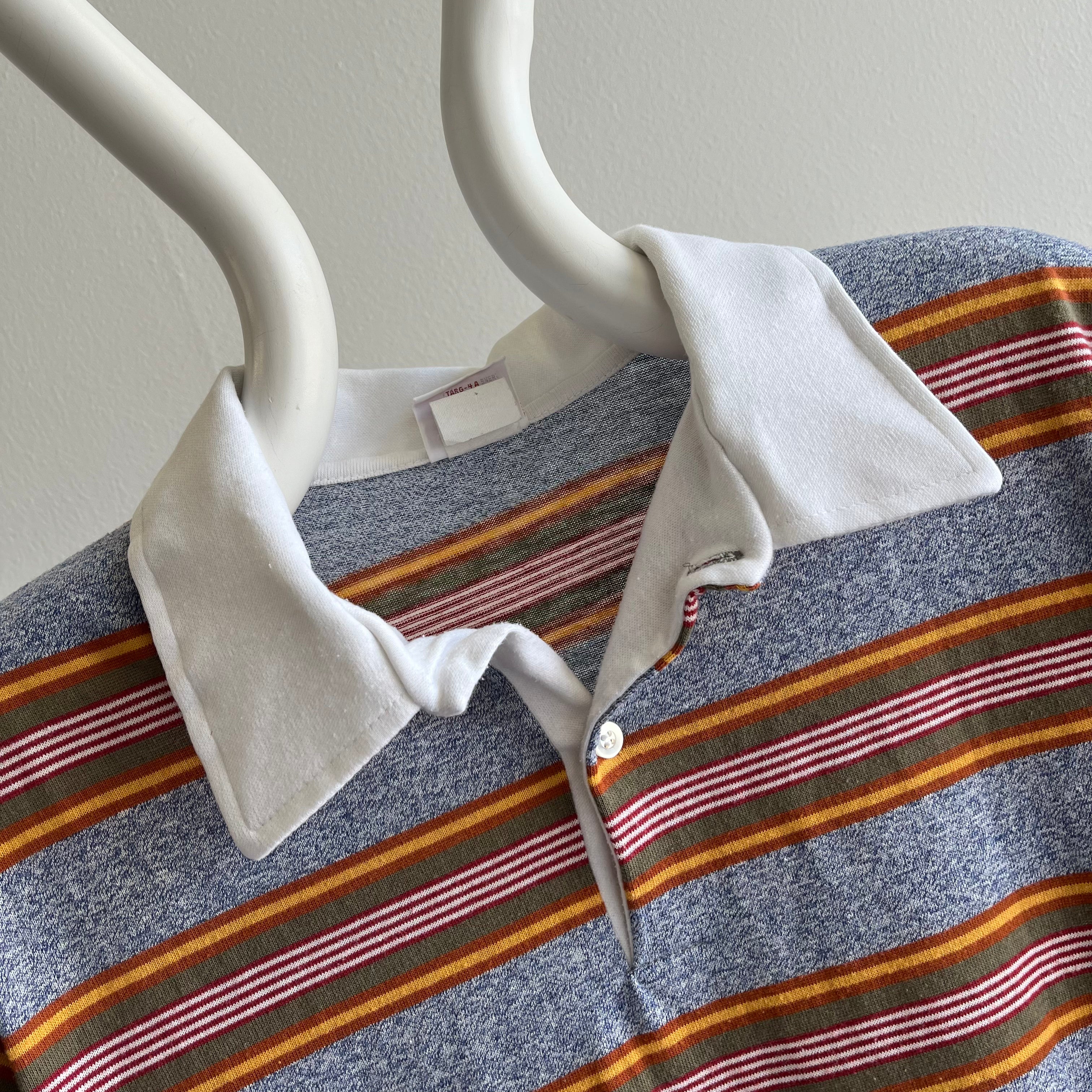 1970s Striped Polo - Those Collar Points!