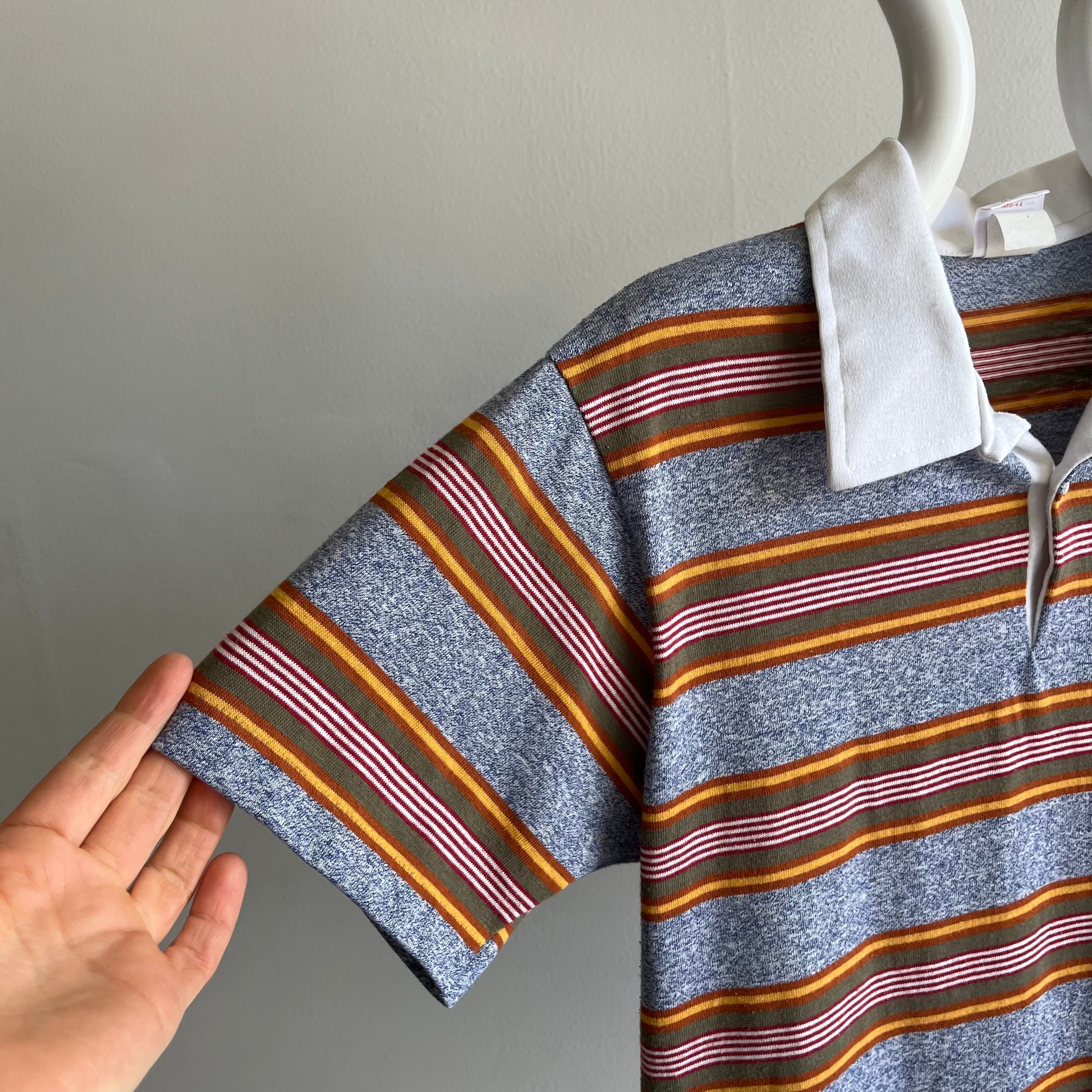 1970s Striped Polo - Those Collar Points!