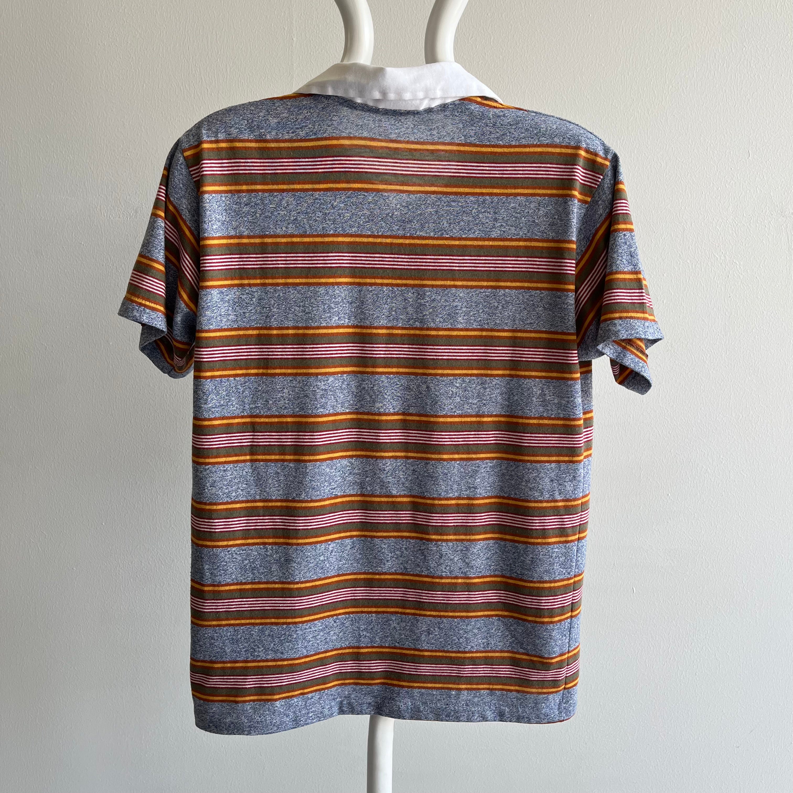 1970s Striped Polo - Those Collar Points!