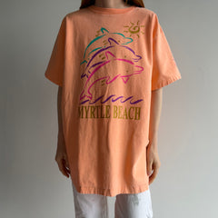 1994 Pinstriped Myrtle Beach Sightly Structured Faded Neon T-Shirt