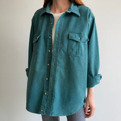 1980s Medium Weight Sportsman's Guide Faded Forest Green Flannel