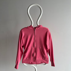 1980s Bubble gum Pink Zip Up Hoodie - Smaller Size