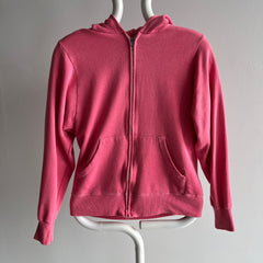 1980s Bubble gum Pink Zip Up Hoodie - Smaller Size