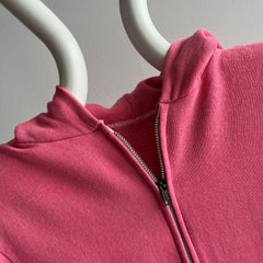 1980s Bubble gum Pink Zip Up Hoodie - Smaller Size