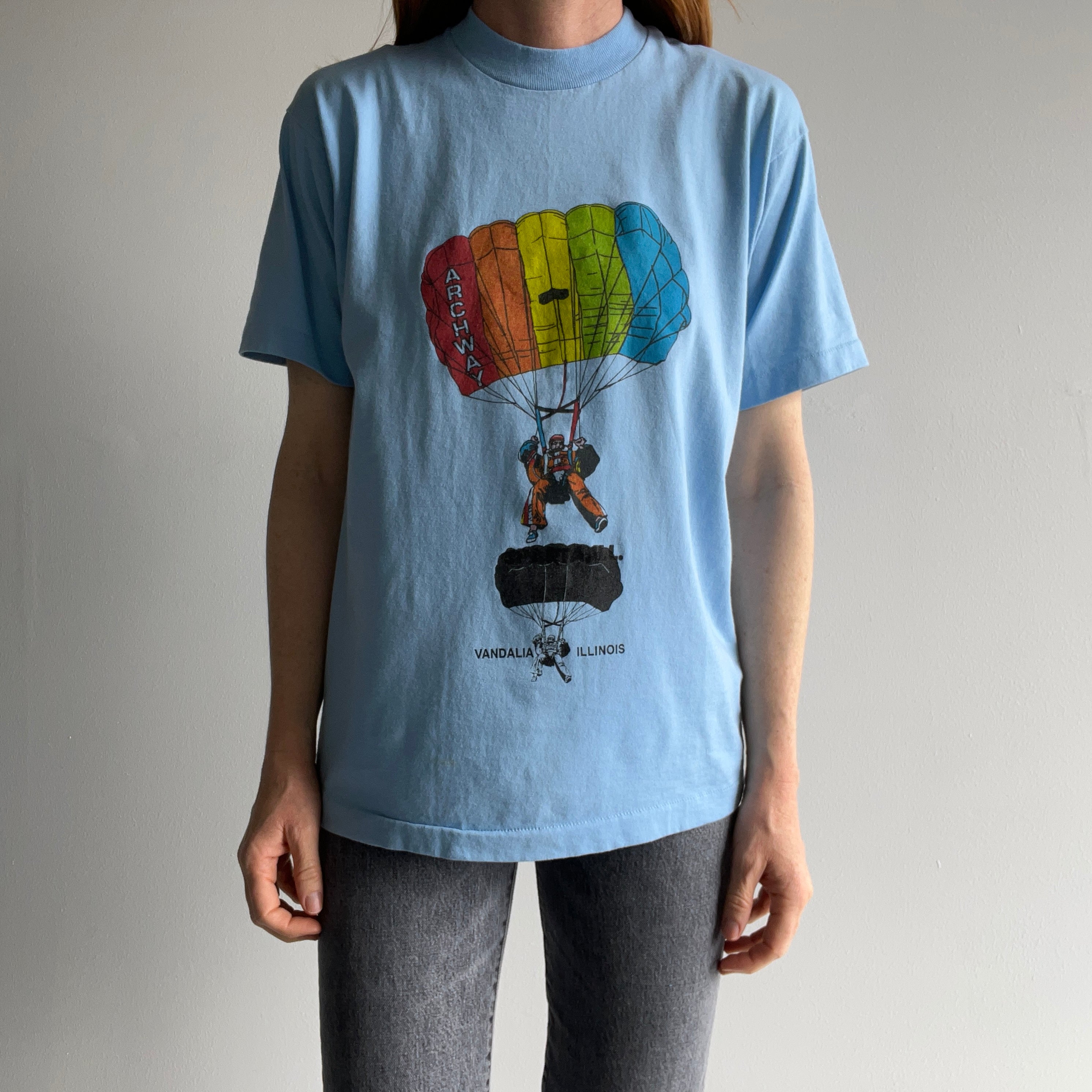 1980s Archway Vandalia, Illinois Parachuting T-Shirt by Screen Stars