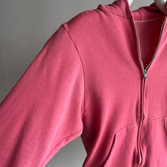 1980s Bubble gum Pink Zip Up Hoodie - Smaller Size