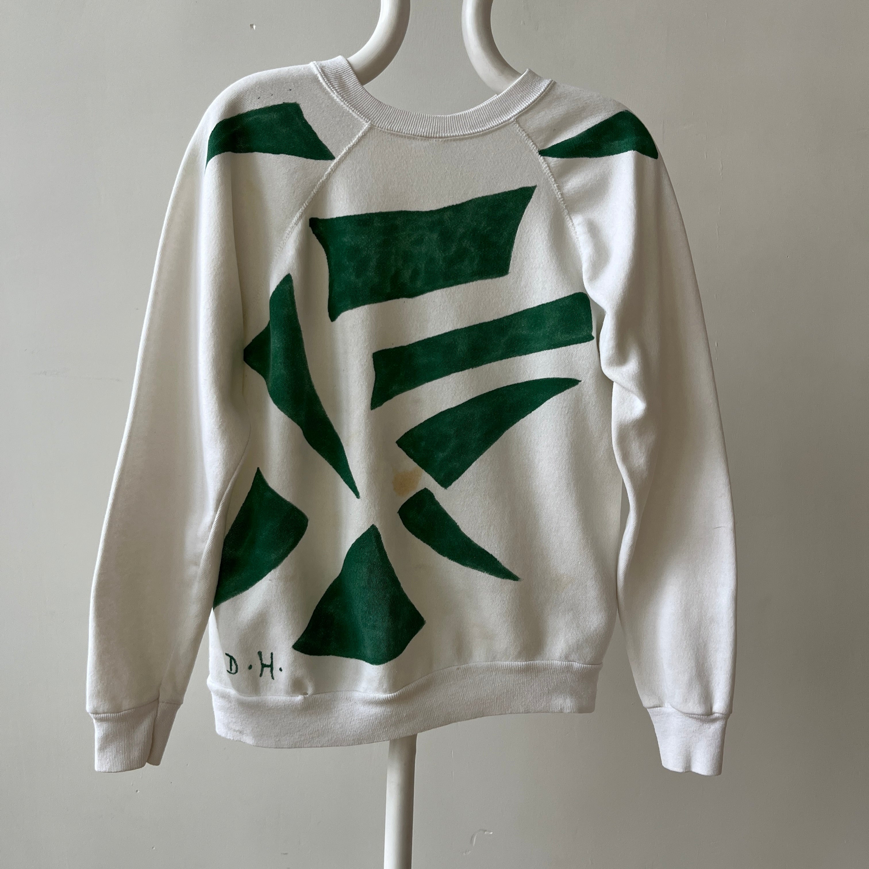 1970s Green Abstract DIY Art Raglan Sweatshirt