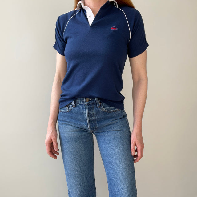 1970/80s Raglan Lacoste Polo with Shoulder Stripes - !!!!