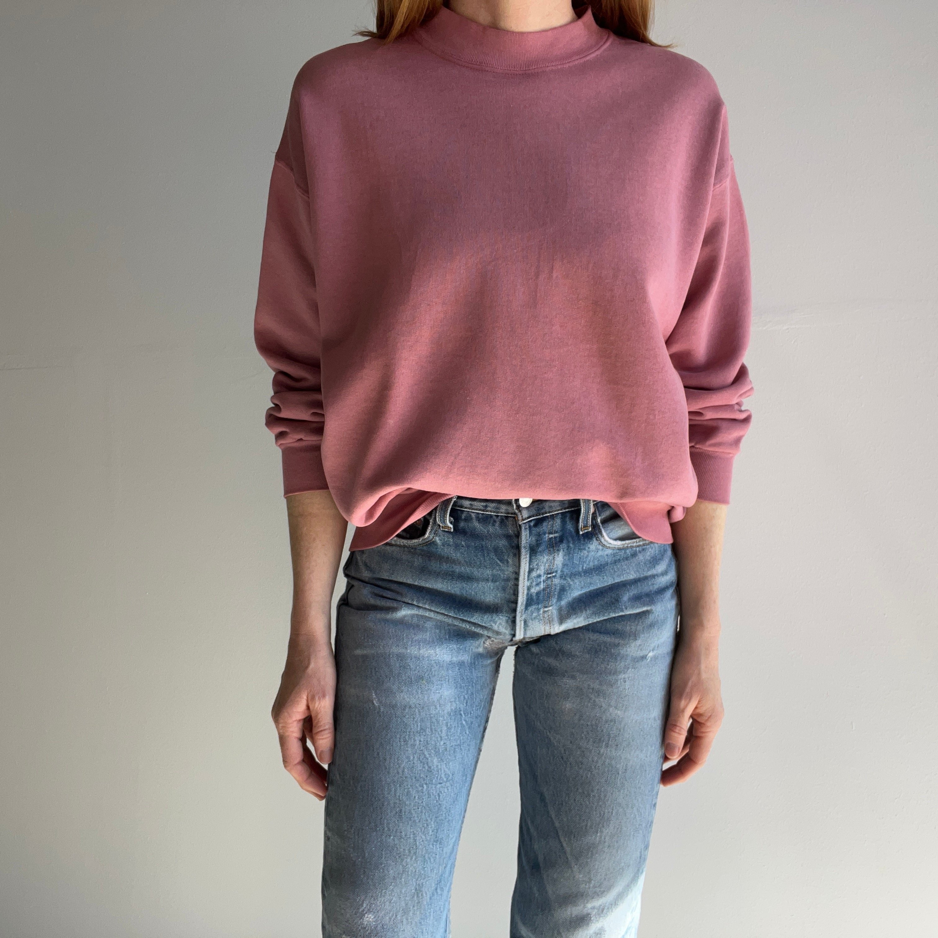 1980s Faded Elementary School Eraser Pink Sweatshirt - Great Neck