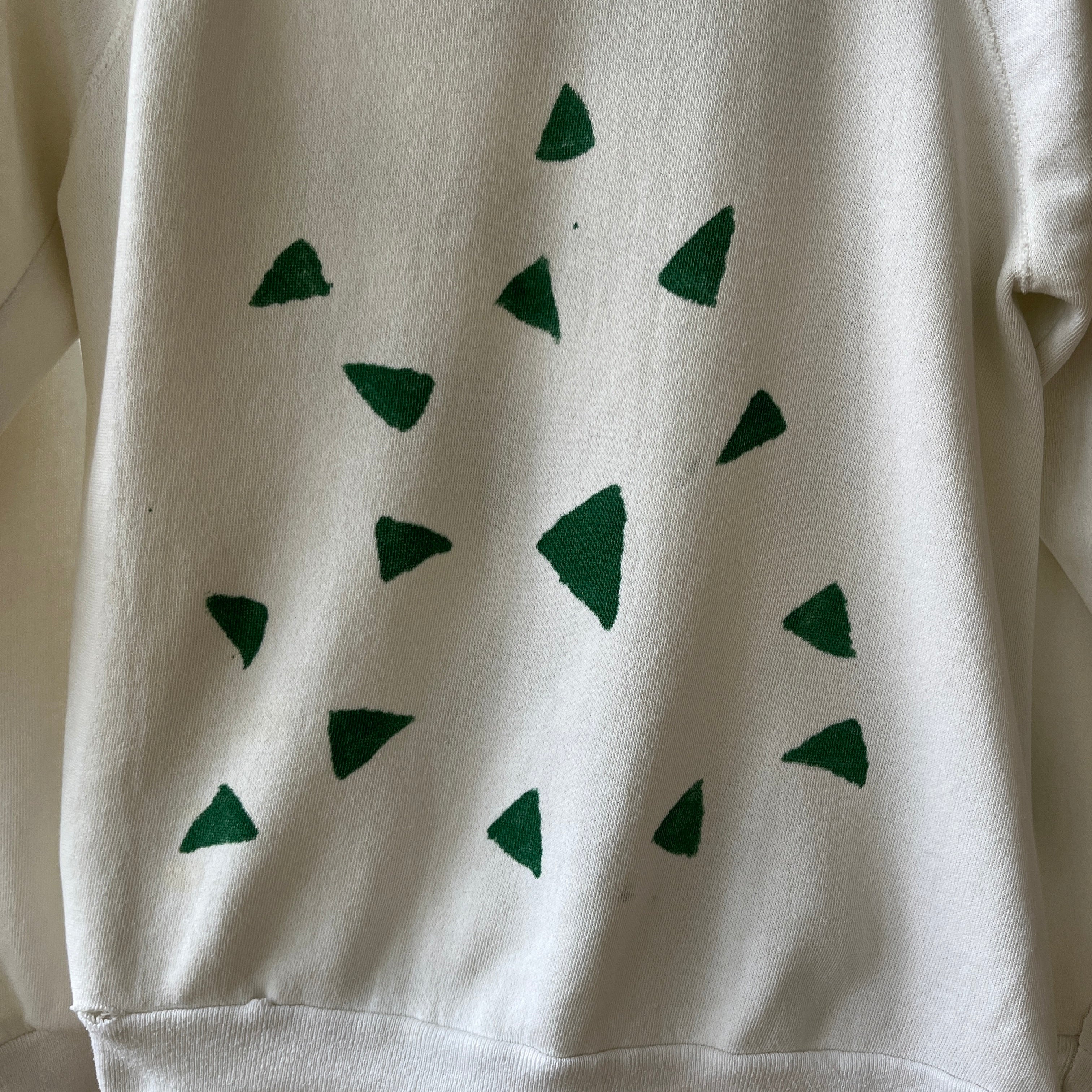 1970s Green Abstract DIY Art Raglan Sweatshirt