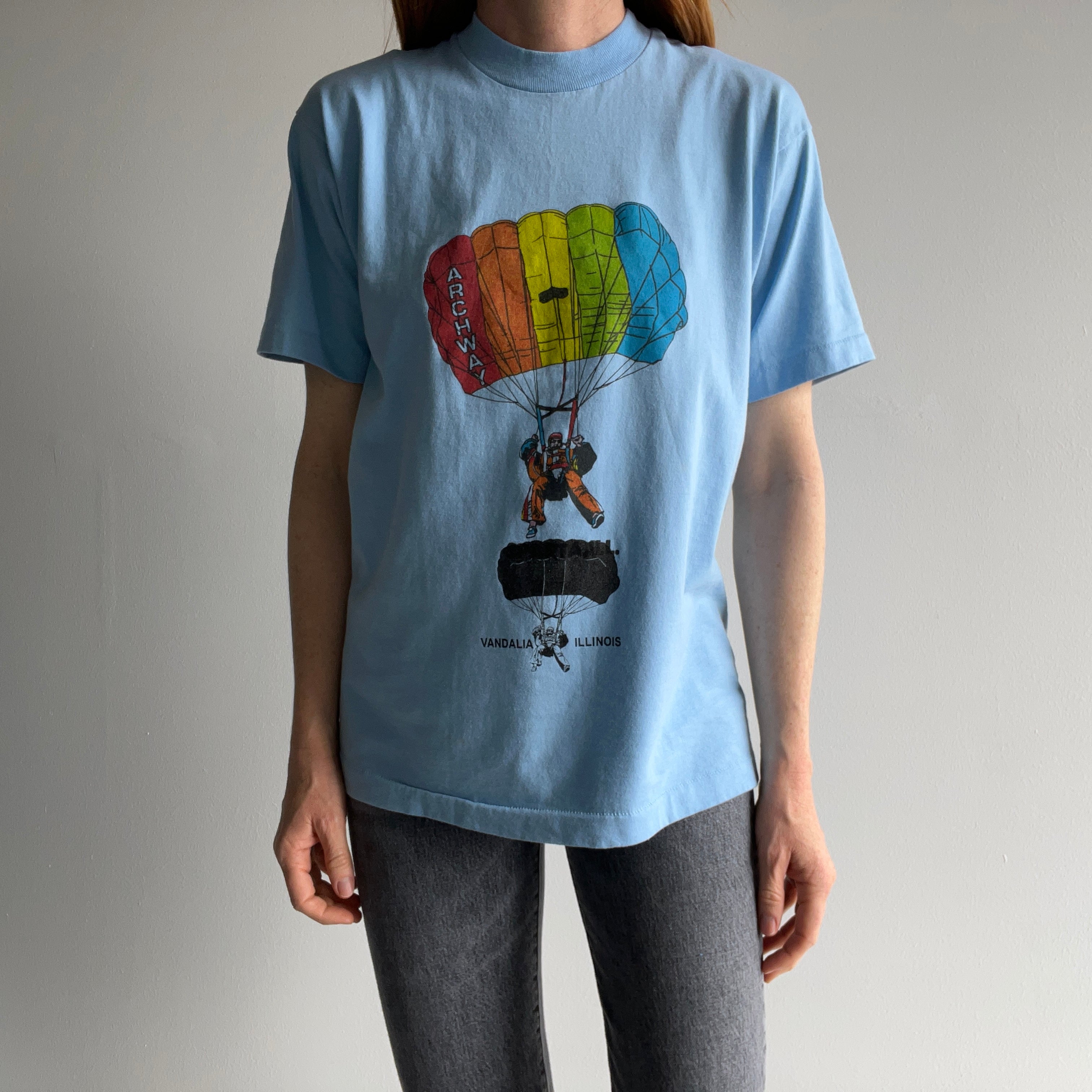 1980s Archway Vandalia, Illinois Parachuting T-Shirt by Screen Stars