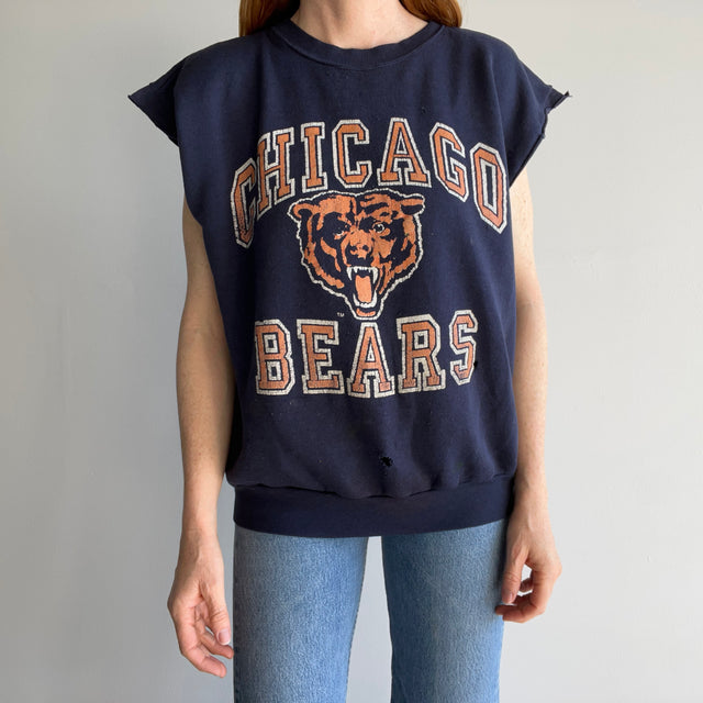 1980s Thinned Out Threadbare Destroyed Paint Stained Chicago Bears DIY Warm Up