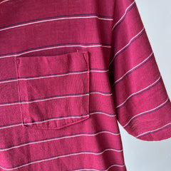 1980s Herman's Lightweight Striped Polo with Small Wear Holes - A DELIGHT