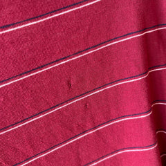 1980s Herman's Lightweight Striped Polo with Small Wear Holes - A DELIGHT