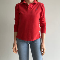 1980s Smaller Faded Red Ralph Lauren Long Sleeve Polo Shirt