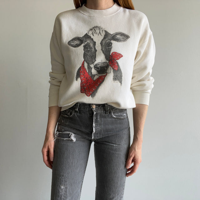 1980/90s Sweetest Cow in a Bandana Off White Sweatshirt by FOTL