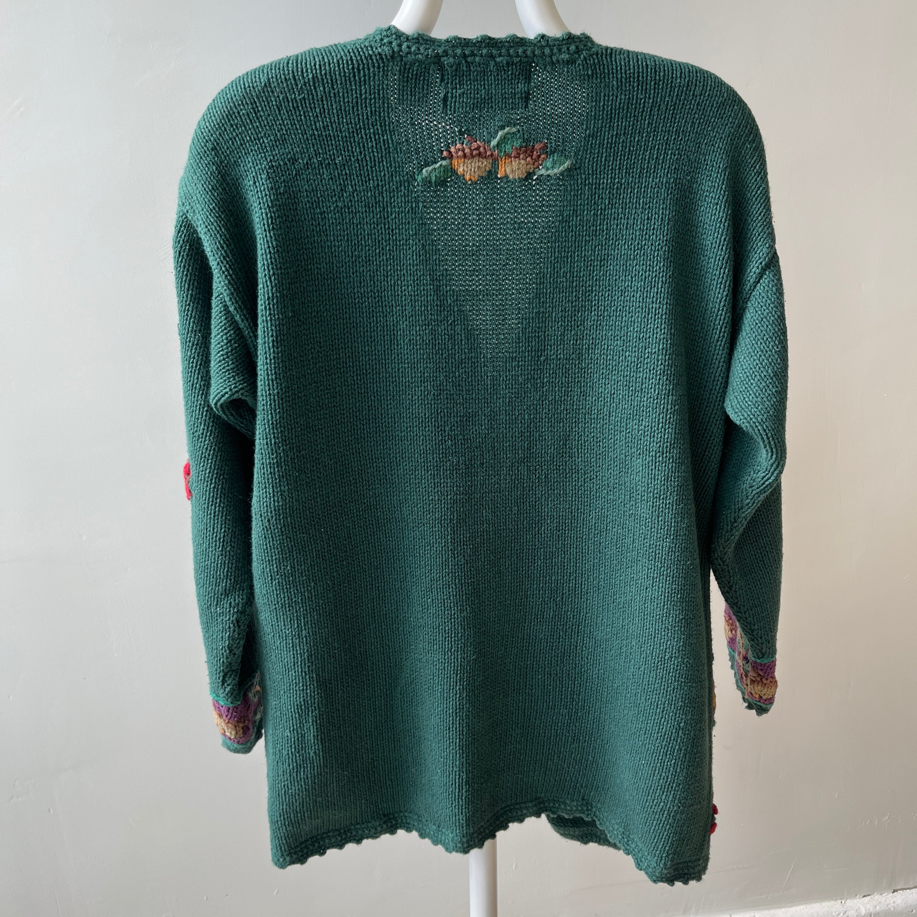 1980s Hand Knit Fall Cardigan Sweater with Amazing Buttons