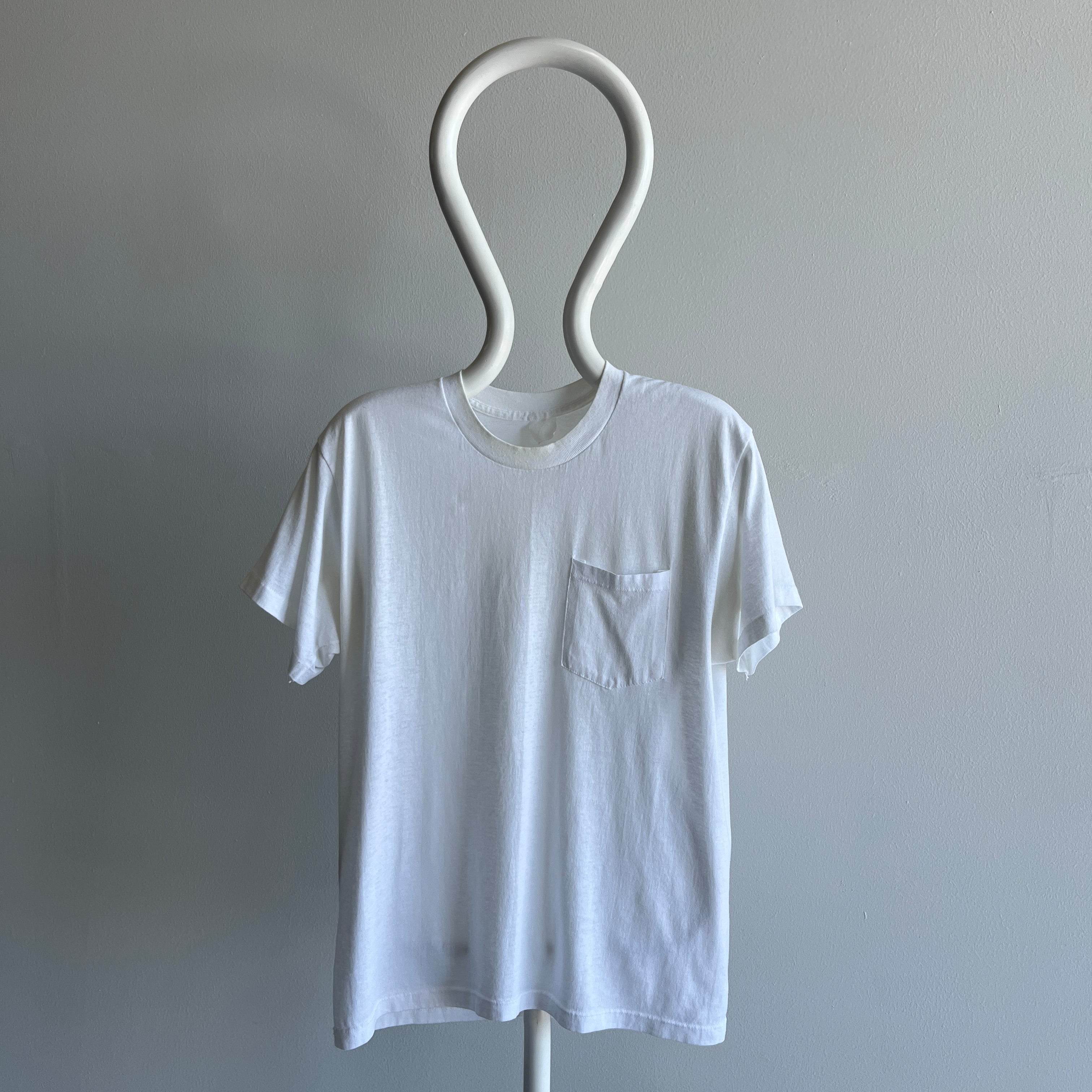 1980s Blank White Pocket T-Shirt