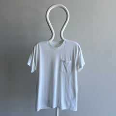 1980s Blank White Pocket T-Shirt