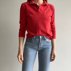 1980s Smaller Faded Red Ralph Lauren Long Sleeve Polo Shirt