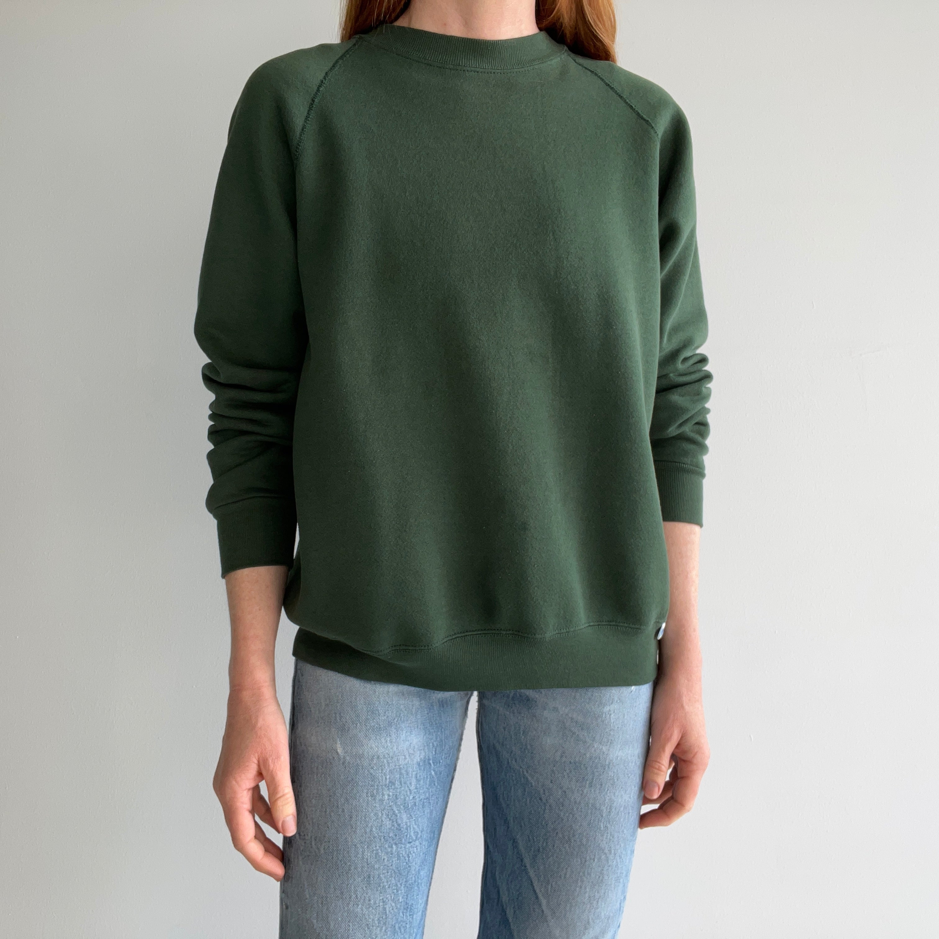 1980s Discus Forest Green Blank Sweatshirt