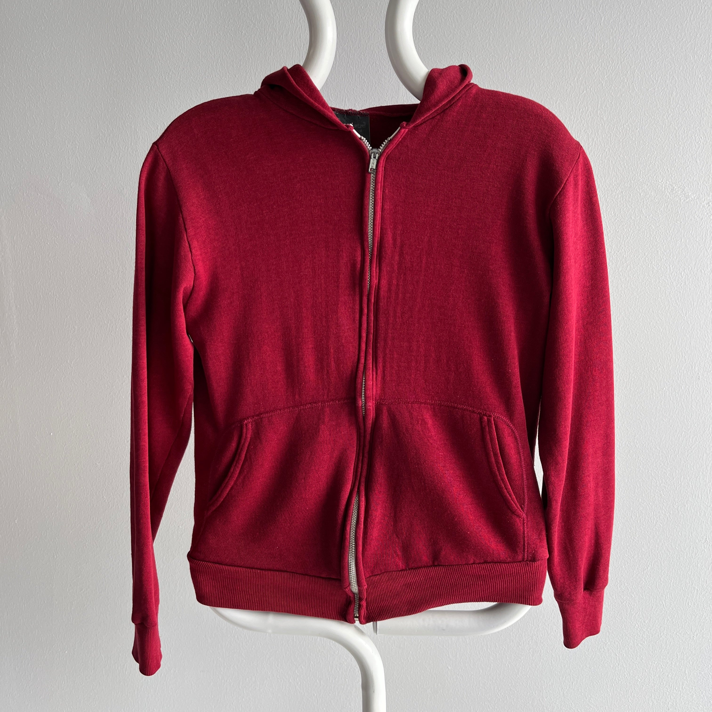 1980s Steinwurtzel Burgundy Zip Up Hoodie