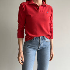 1980s Smaller Faded Red Ralph Lauren Long Sleeve Polo Shirt