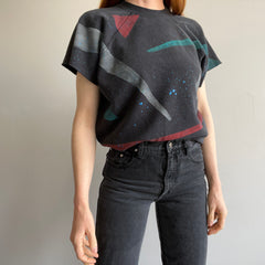 1980s Random Geometric Splatter Paint Graphic Warm Up Sweatshirt