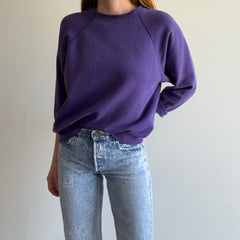 1980s Cut Sleeve and Neck Blank Purple Sweatshirt