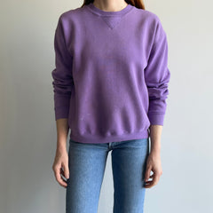 1980s Delightfully stained Lavender Russell Sweatshirt with a Single V