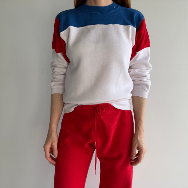 1980s Velva Sheen Color Block Sweatshirt