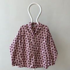 1970s Asian Inspired Flannel Pattern Pajama Shirt
