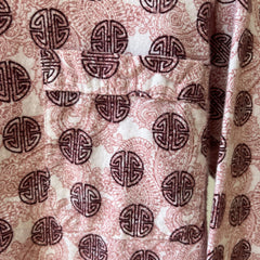 1970s Asian Inspired Flannel Pattern Pajama Shirt