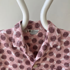 1970s Asian Inspired Flannel Pattern Pajama Shirt