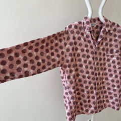 1970s Asian Inspired Flannel Pattern Pajama Shirt