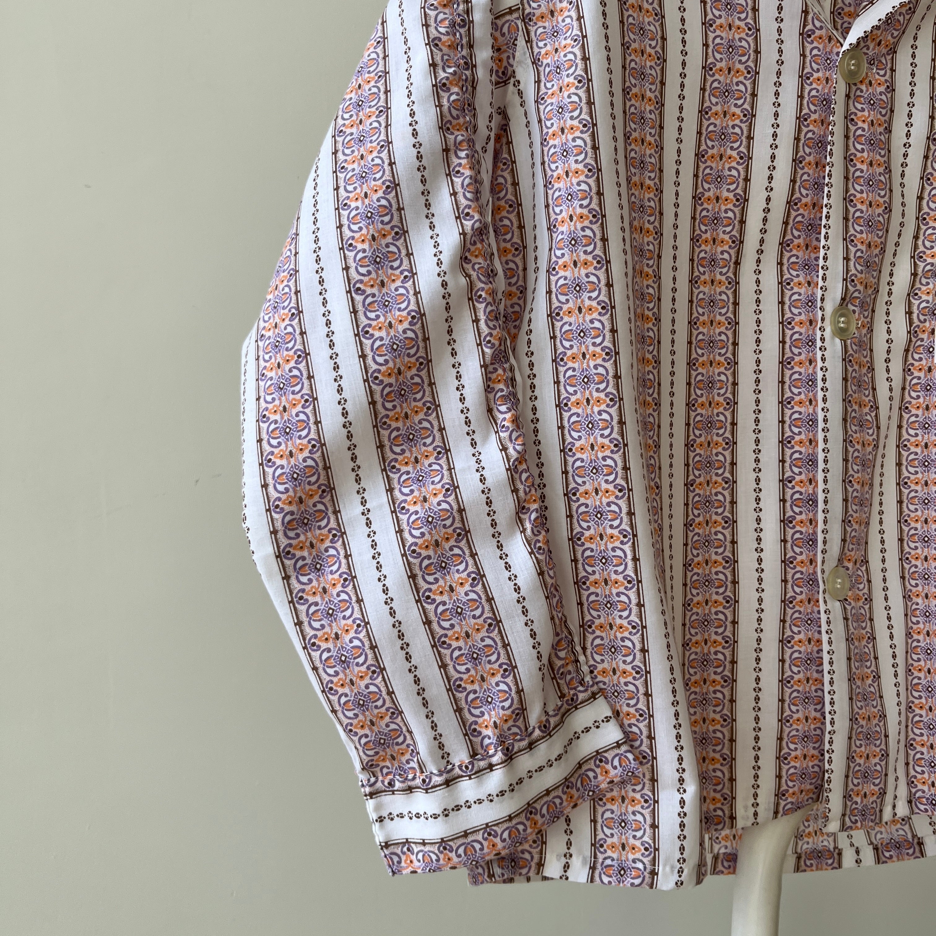 1960s/70s Patterned Pajama Shirt - Soft Rad!