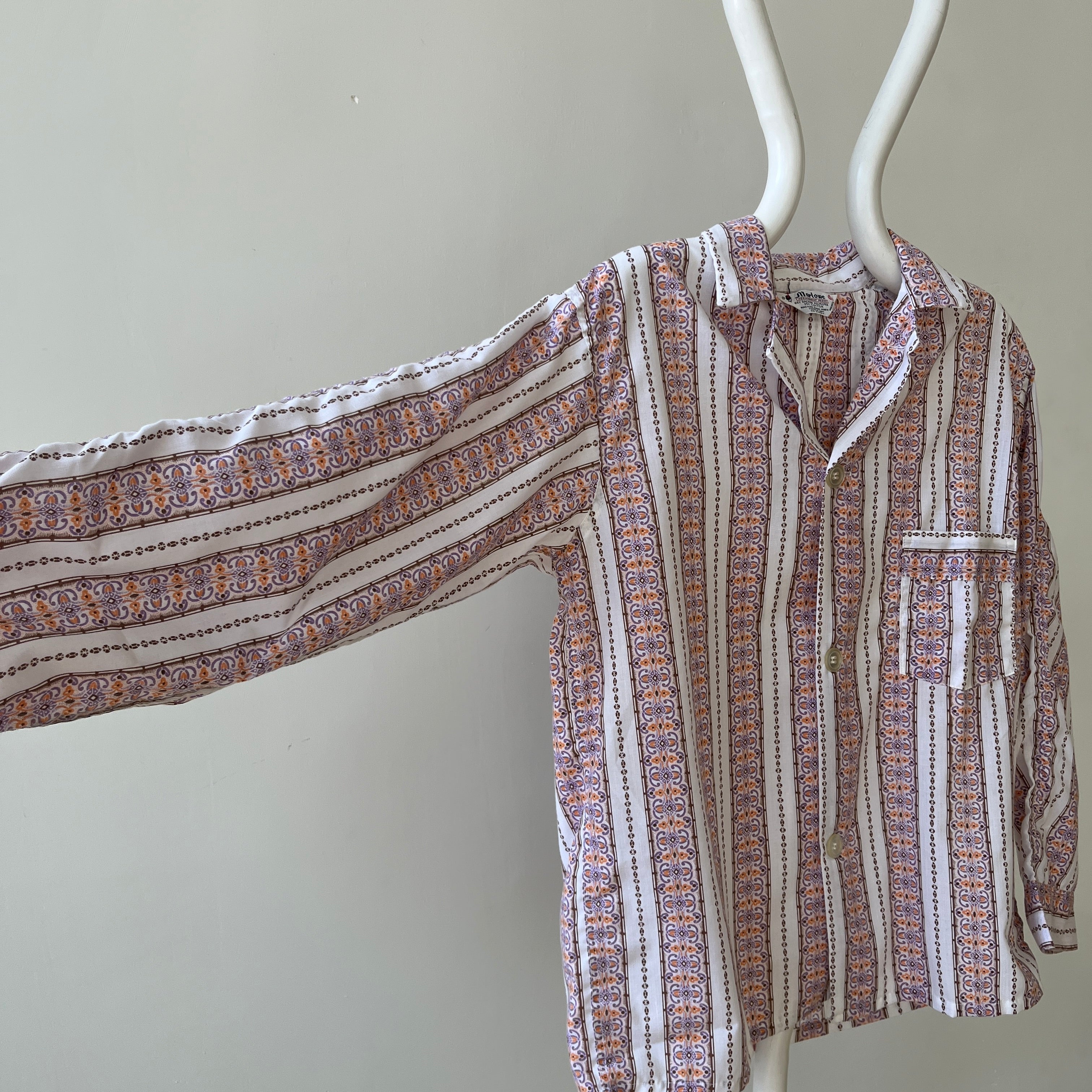 1960s/70s Patterned Pajama Shirt - Soft Rad!