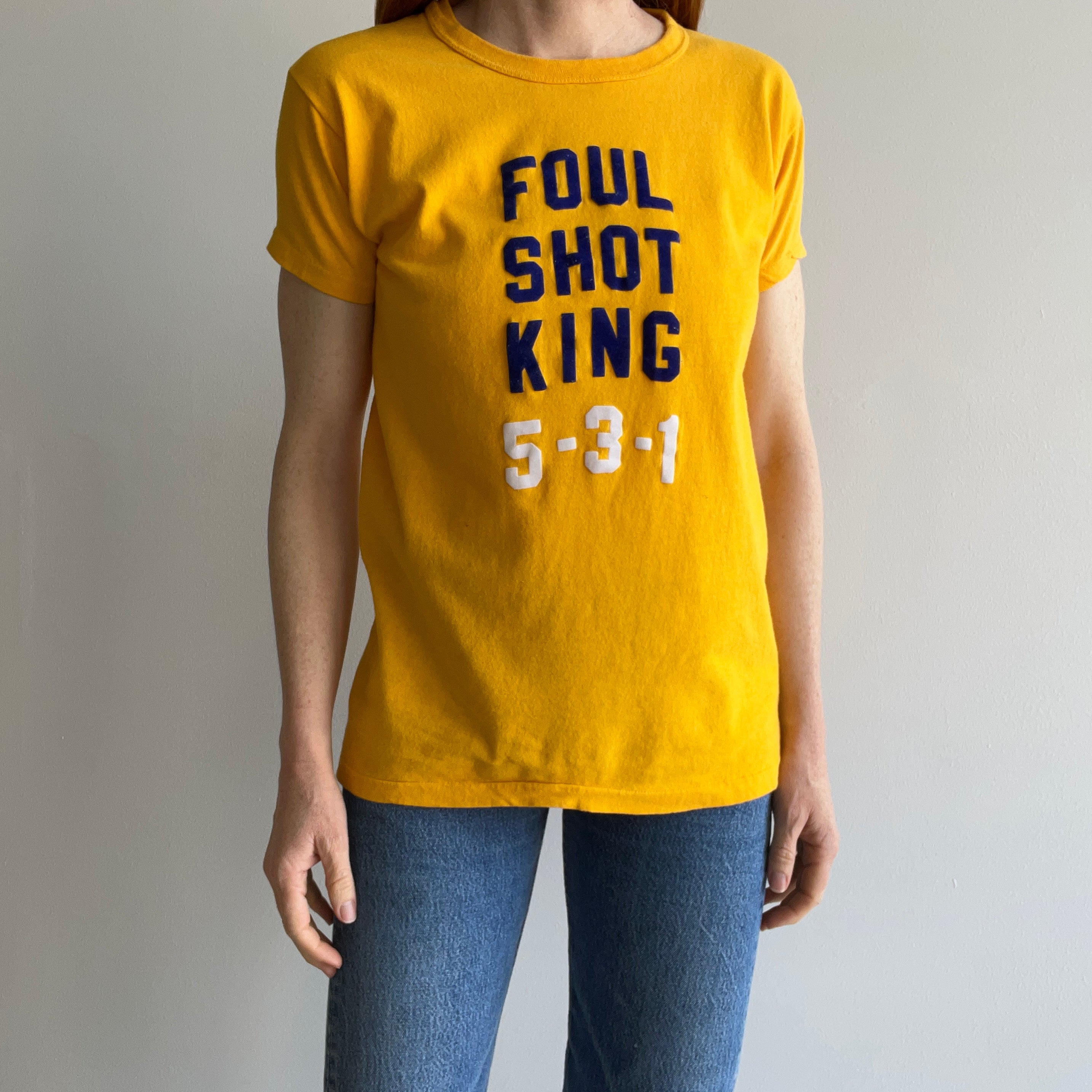 1970s Foul Shot King 5-3-1 DIY Cotton T-Shirt by Sportswear