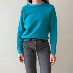 1980s Blank Teal Sweatshirt - The Model Photos Don't Do Justice! It's Super Cool