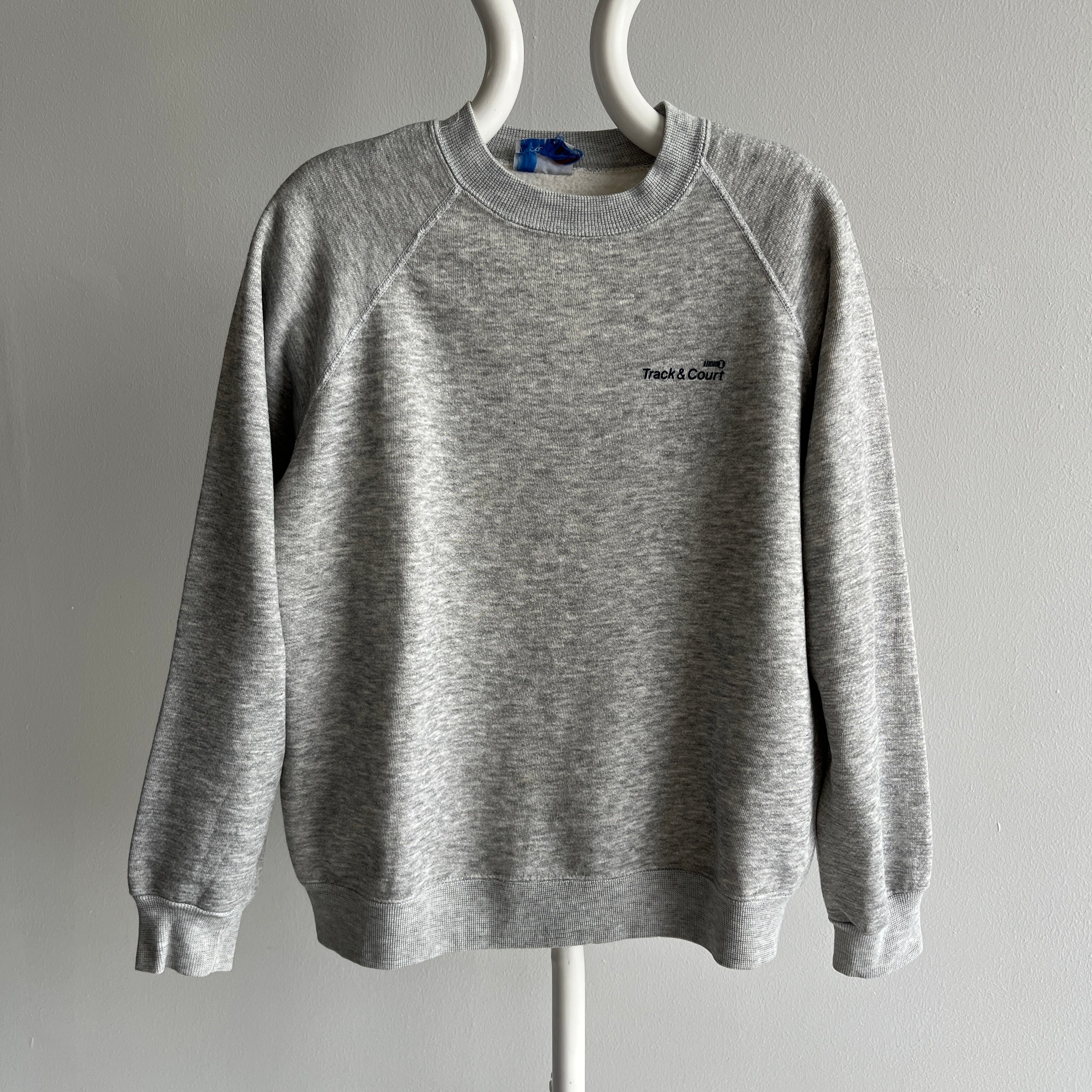 1980s Track And Court Gray Raglan Sweatshirt