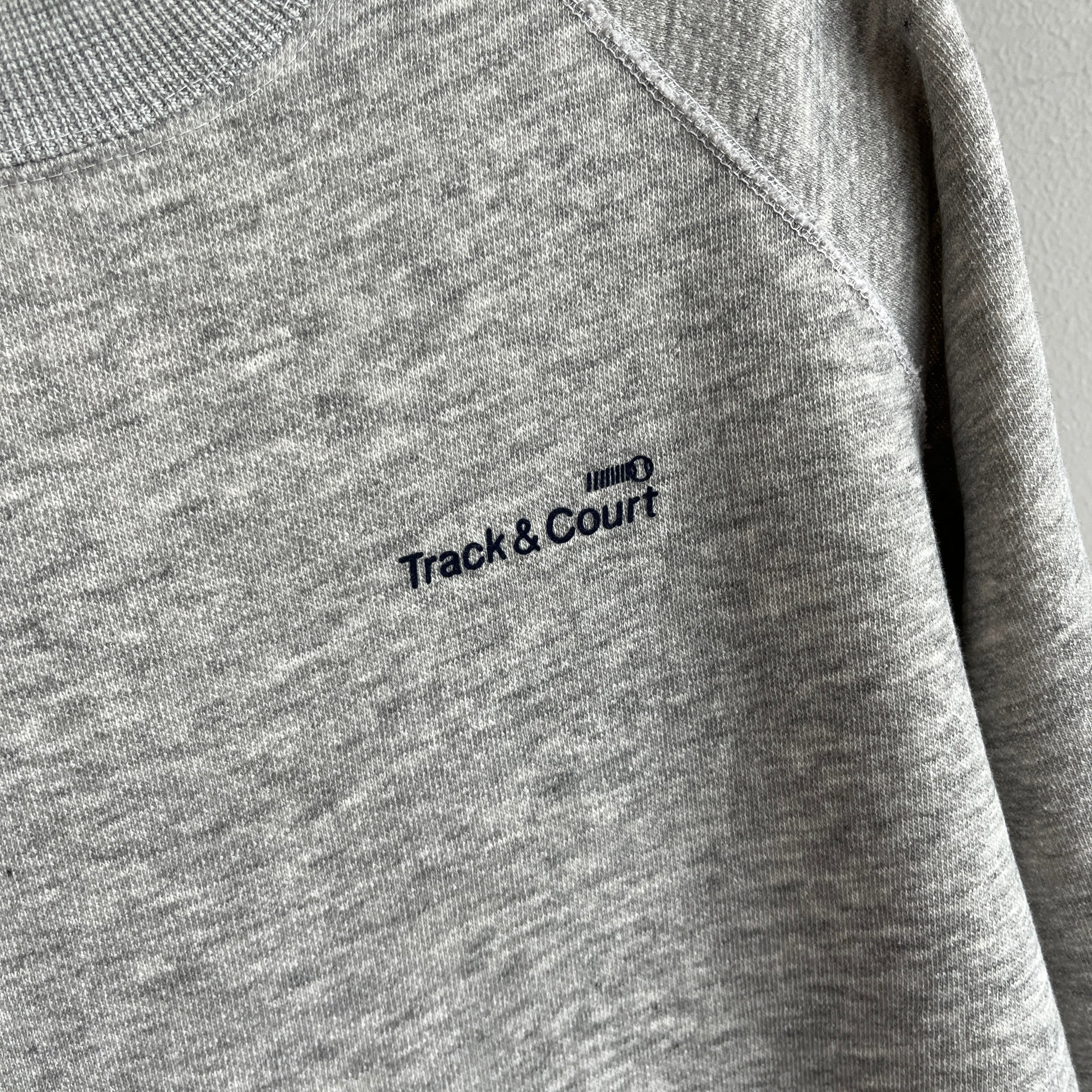 1980s Track And Court Gray Raglan Sweatshirt