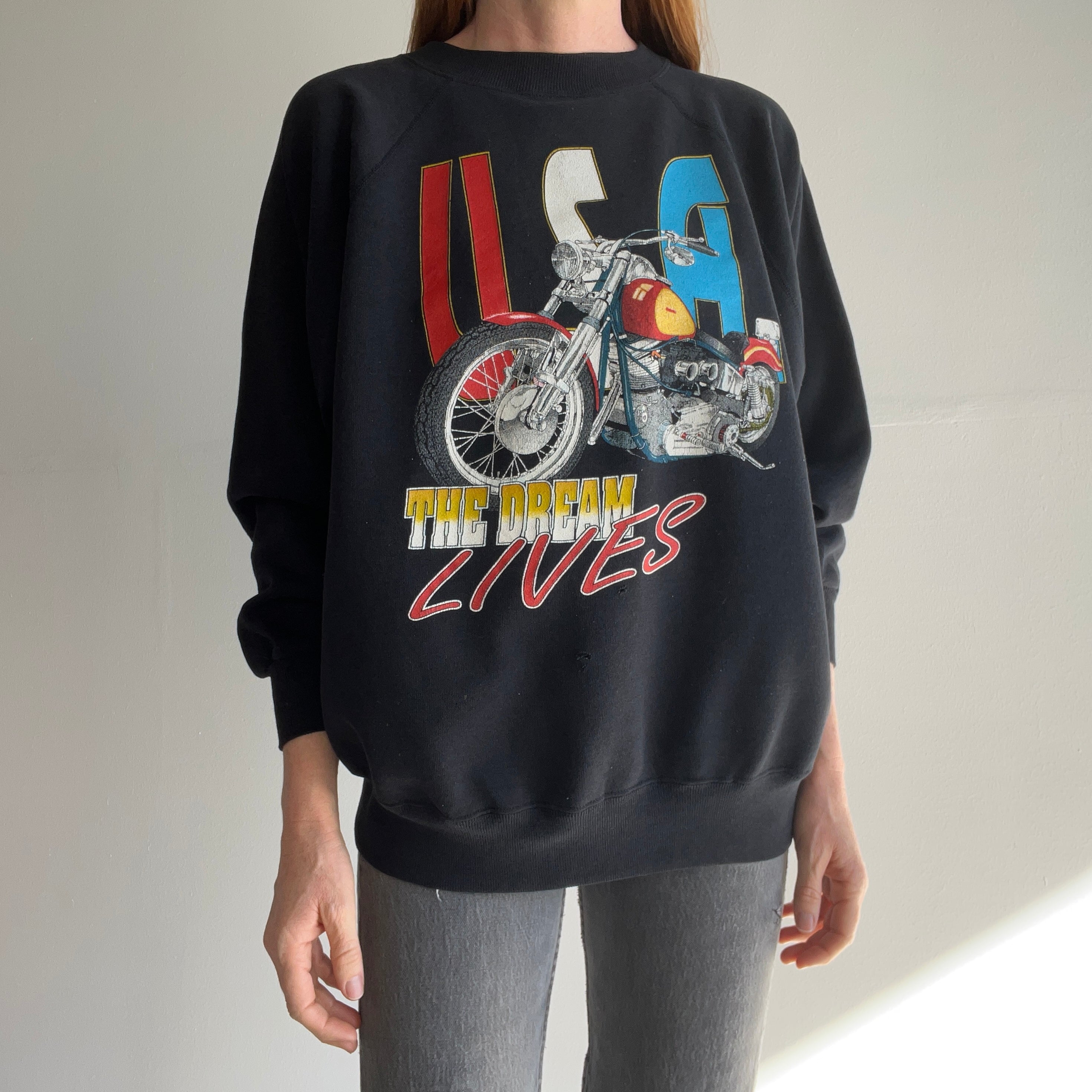 1980s USA The Dream Lives Motorcycle Sweatshirt