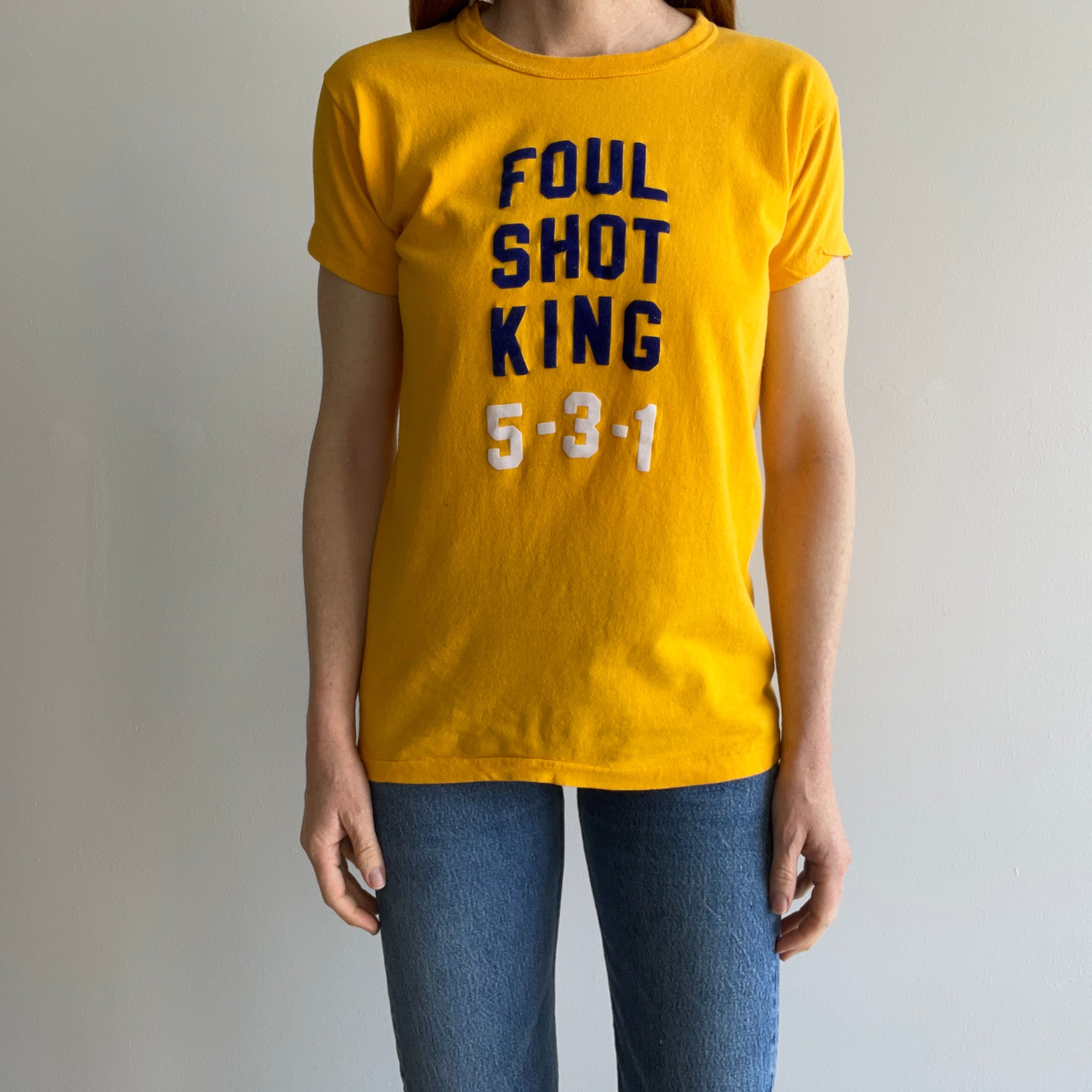 1970s Foul Shot King 5-3-1 DIY Cotton T-Shirt by Sportswear