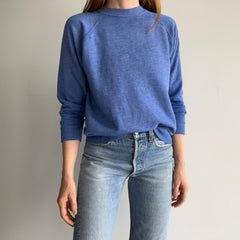 1970/80s Delightful/Dreamy/Wonderful/Luxurious Faded Blue Raglan Sweatshirt