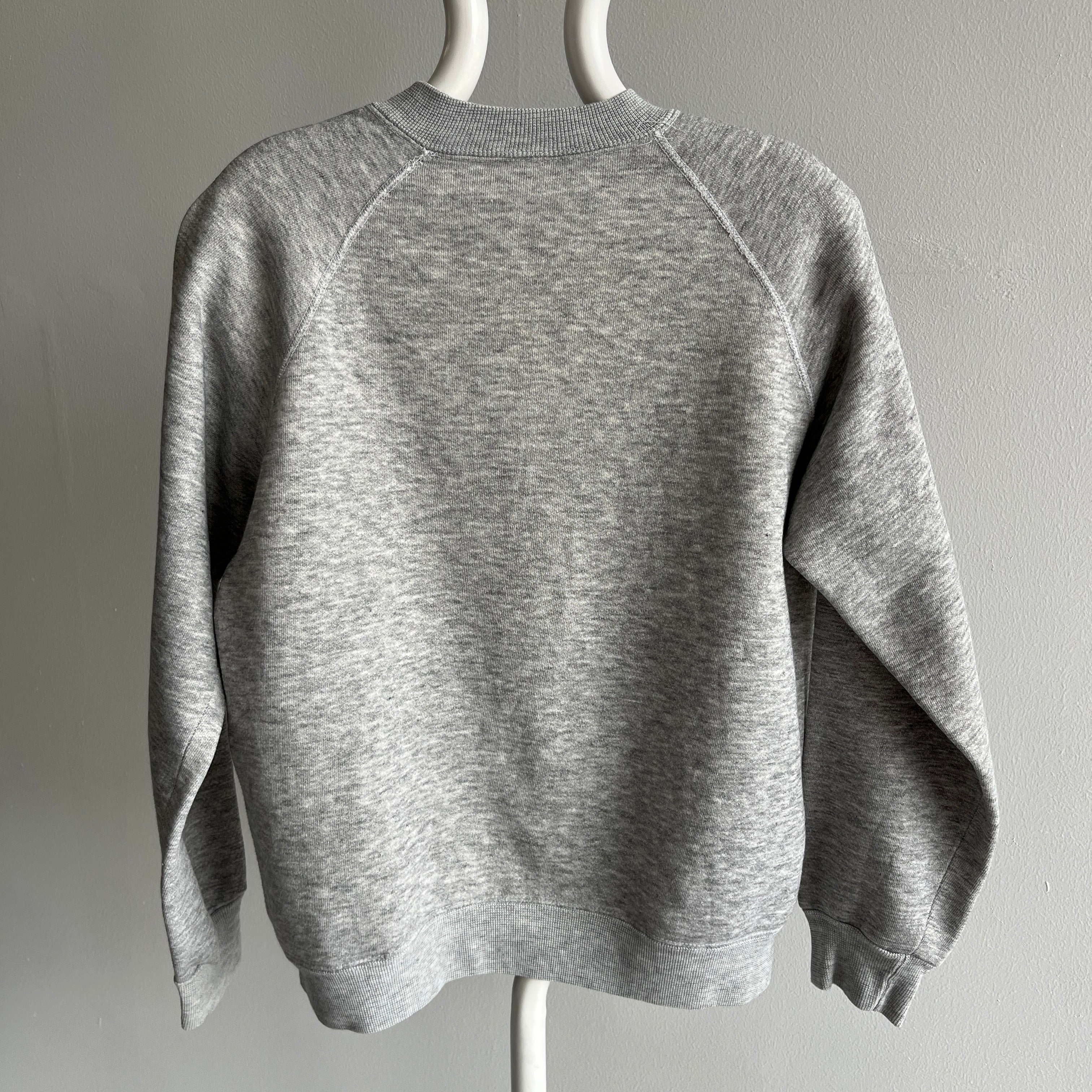 1980s Track And Court Gray Raglan Sweatshirt