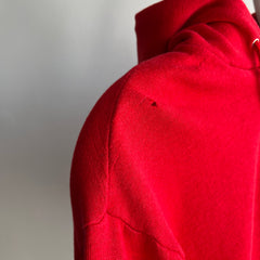 1980s Vibrant Red Zip Up Hoodie Sweatshirt