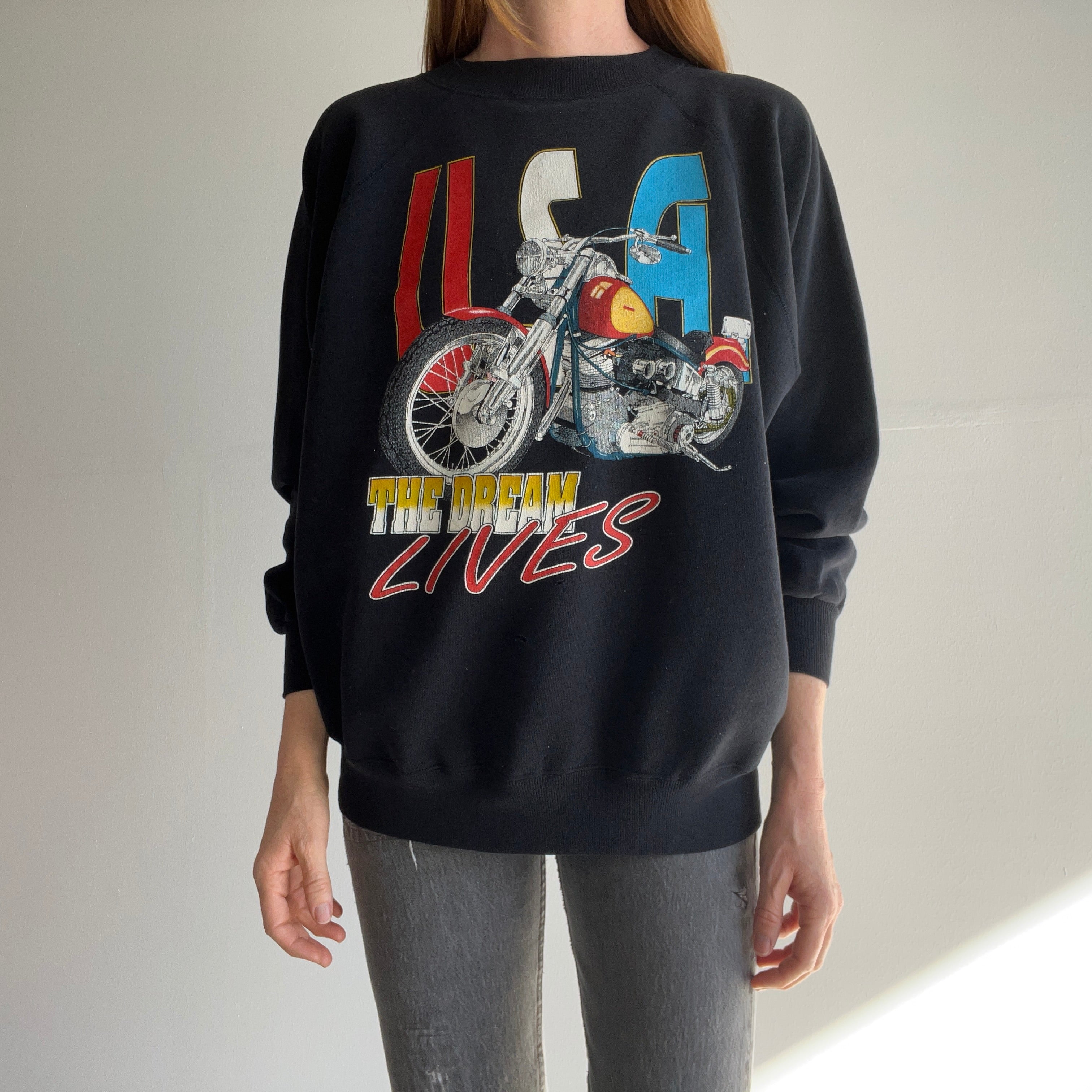 1980s USA The Dream Lives Motorcycle Sweatshirt