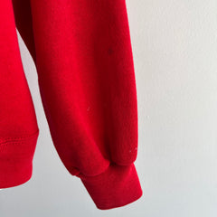 1980s Vibrant Red Zip Up Hoodie Sweatshirt