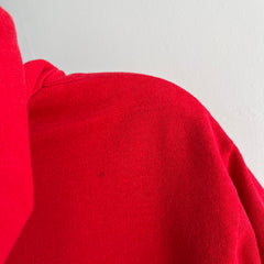 1980s Vibrant Red Zip Up Hoodie Sweatshirt