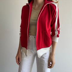 1970s Double Stripe Super Sofe Mock Neck Zip Up Sweatshirt/Track Jacket